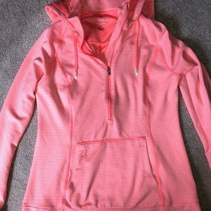 Coral Striped Half Zip